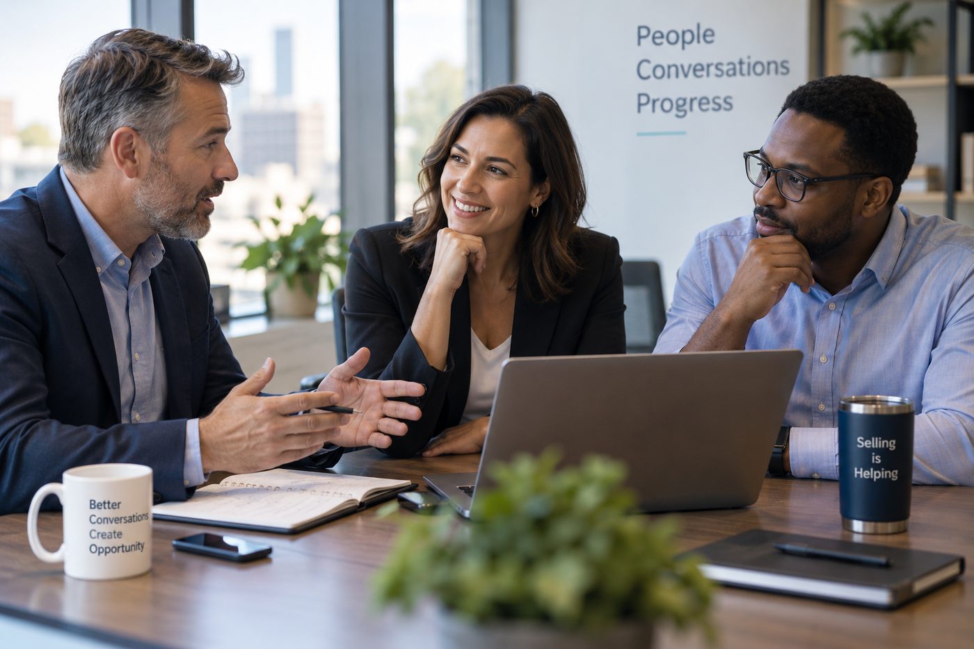 Sales leaders in conversation during a Buyer Perspective session